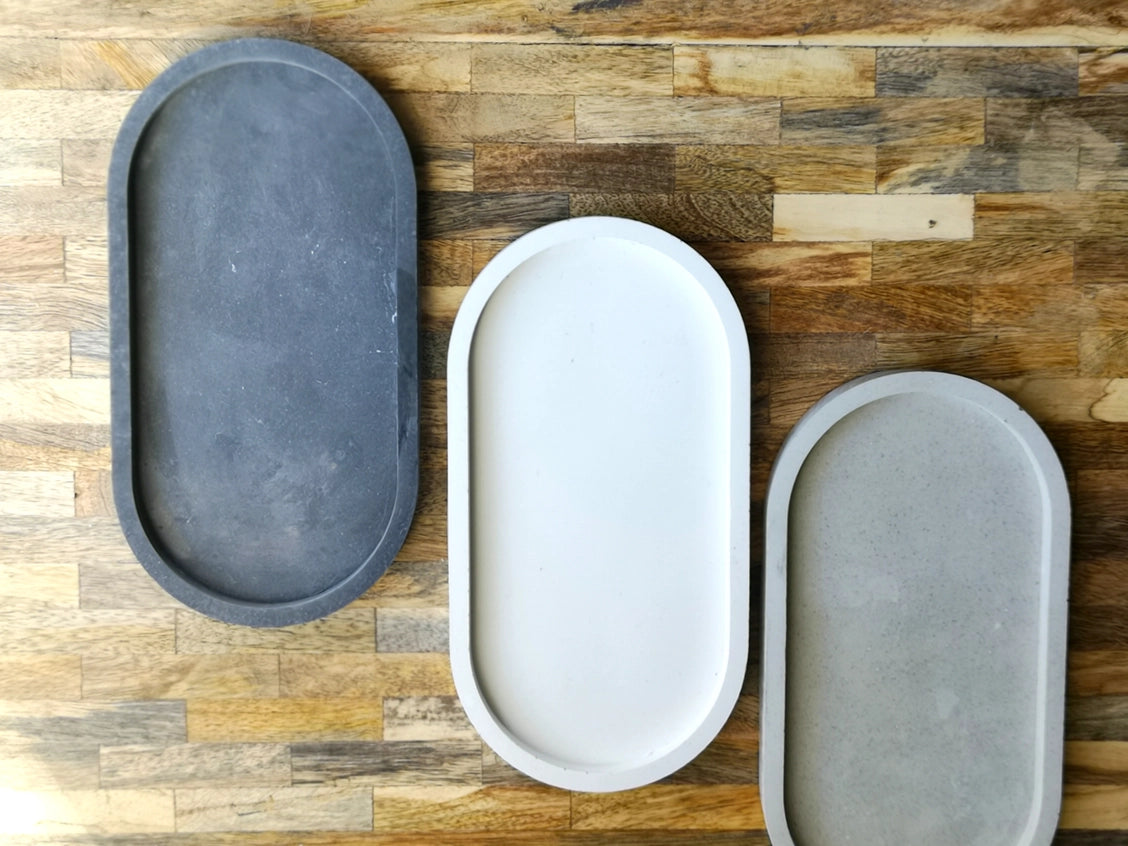 Handmade Concrete Oval Decorative Display Tray