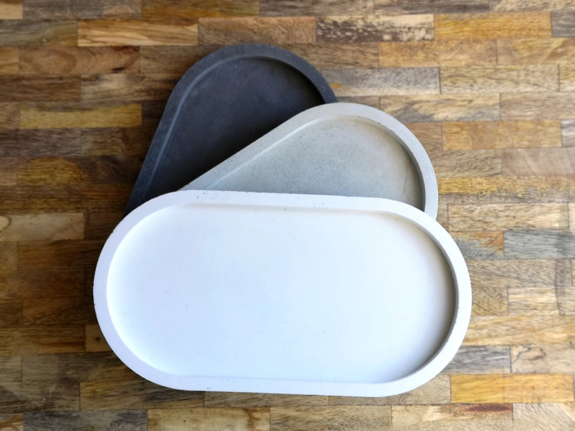 Handmade Concrete Oval Decorative Display Tray